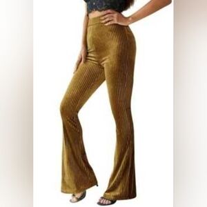 Aeropostale Brown stretch ribbed high waist flared leg pants, size XS, NWT